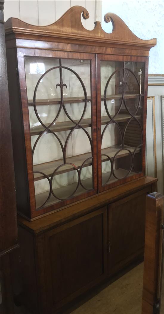 Georgian mahogany two-section glazed  bookcase (associated)